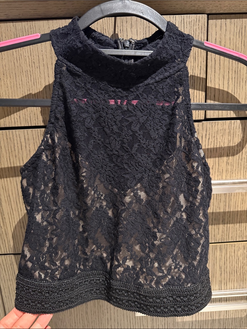 New Guess Marciano Lace High Neck Sleeveless Crop Top M 6